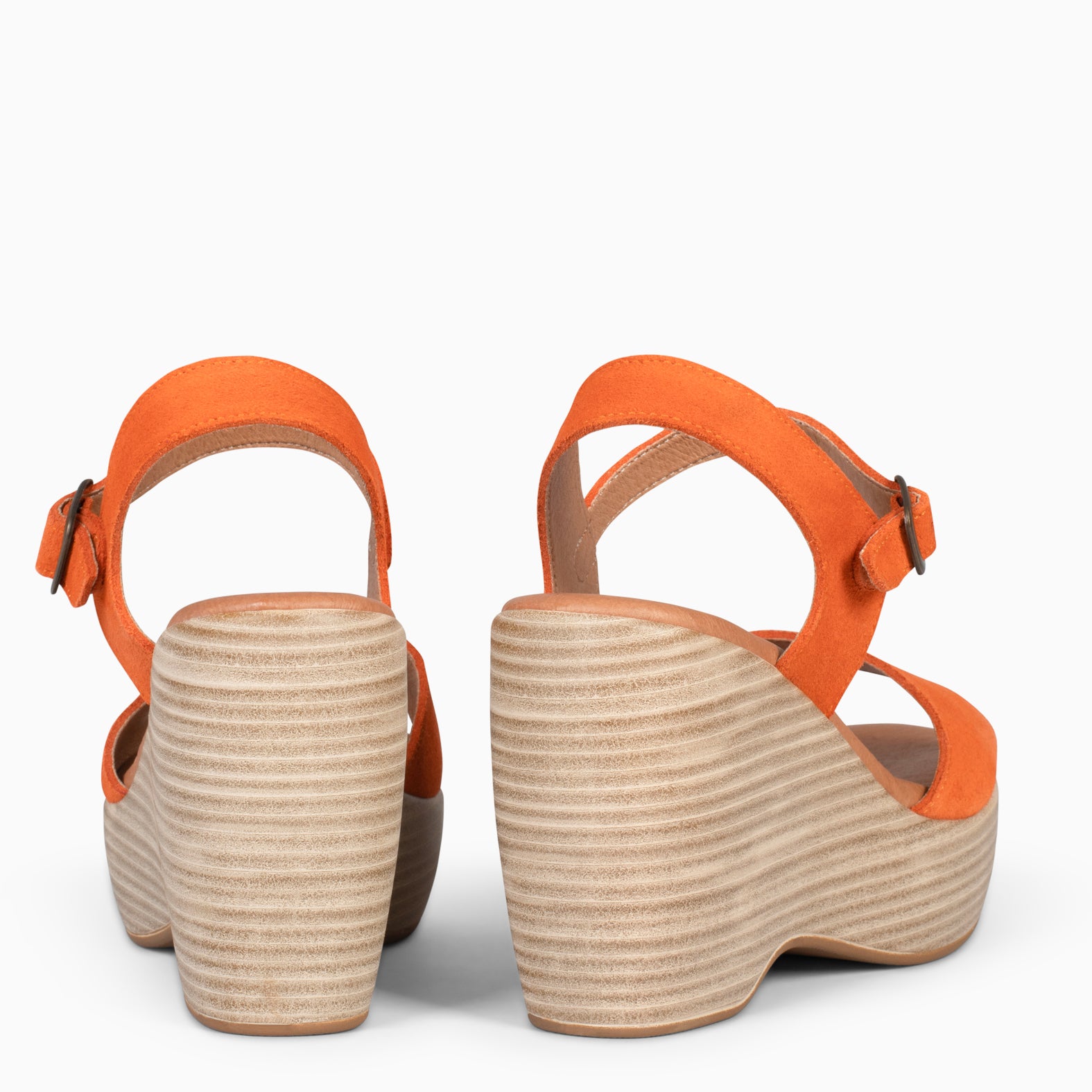 SIDNEY – Sandalias con cuña de madera NARANJA - miMaO ®