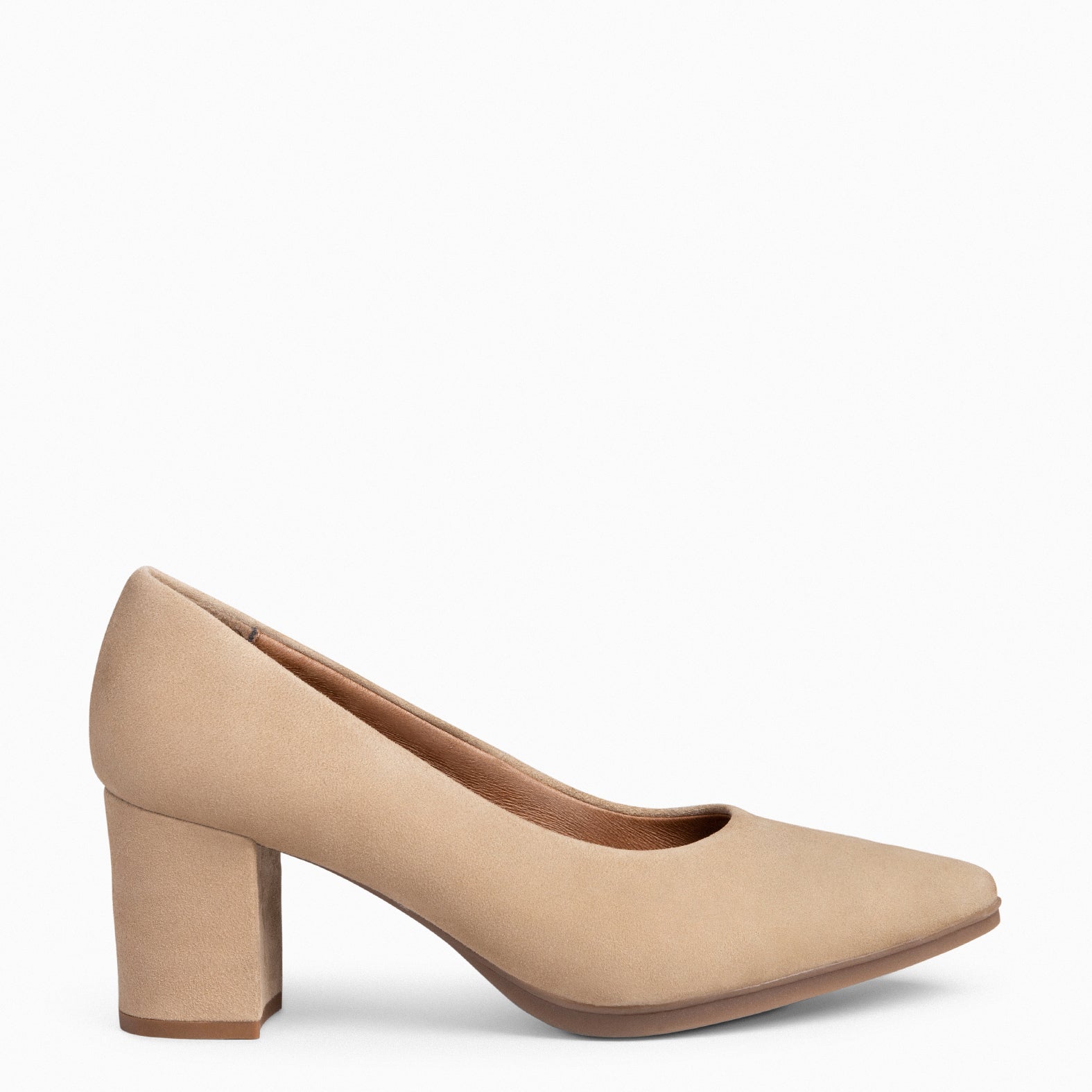 URBAN S - BEIGE suede mid-heeled shoes