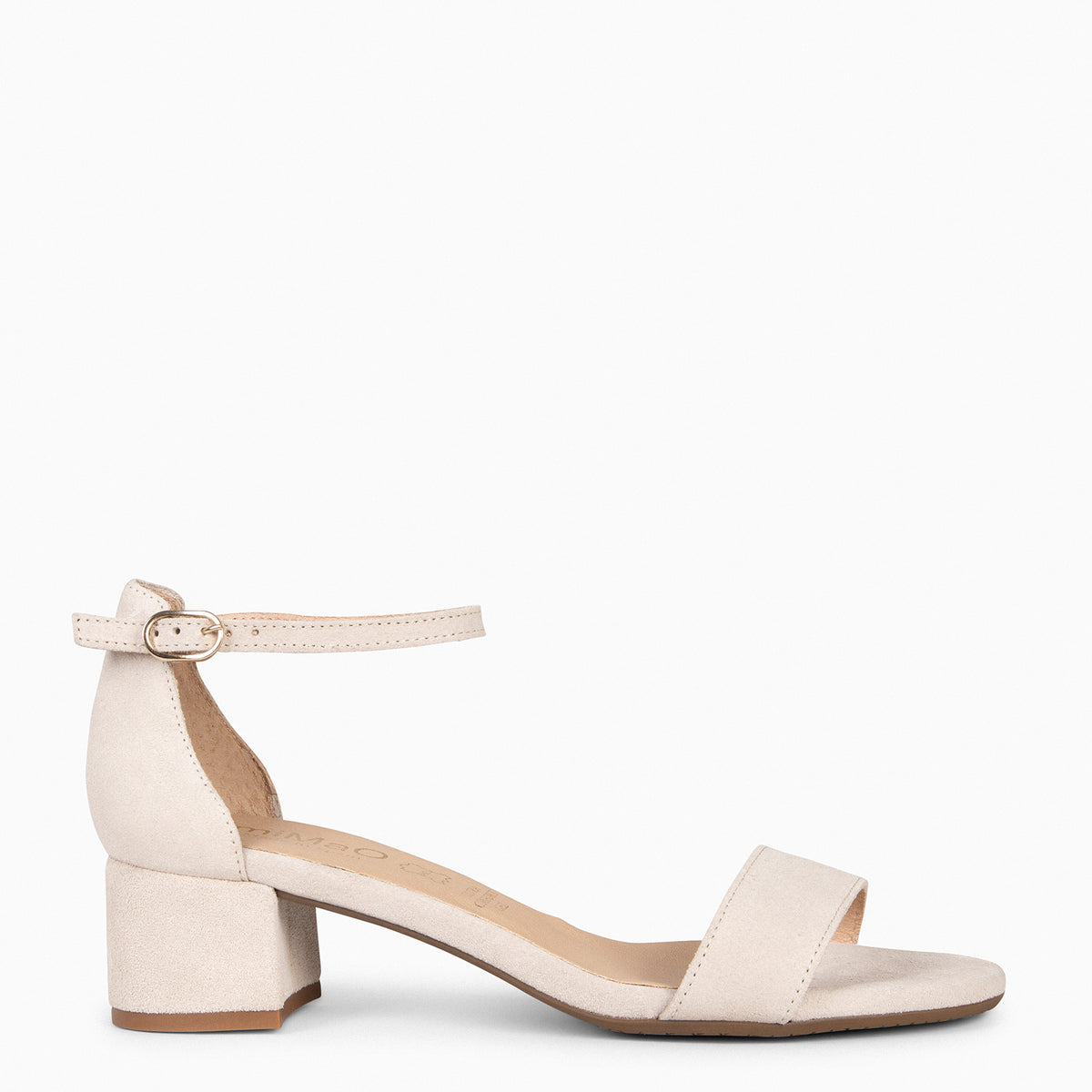 BEATRIZ – Sandalias de tacón ancho BEIGE
