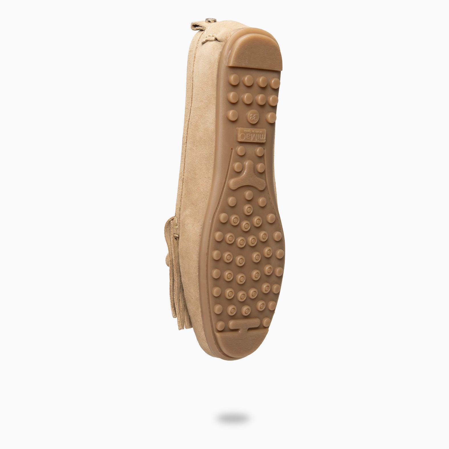 HABANA - Mocasines planos de ante con flecos y borlas BEIGE