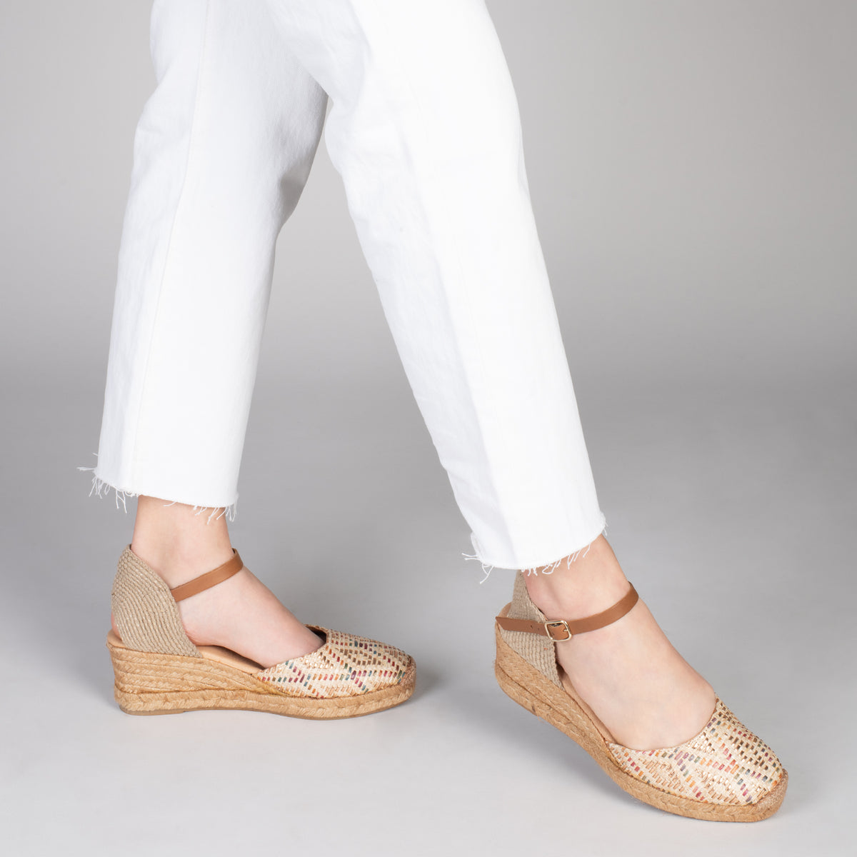 JAVEA – Cuñas de esparto y rafia BEIGE