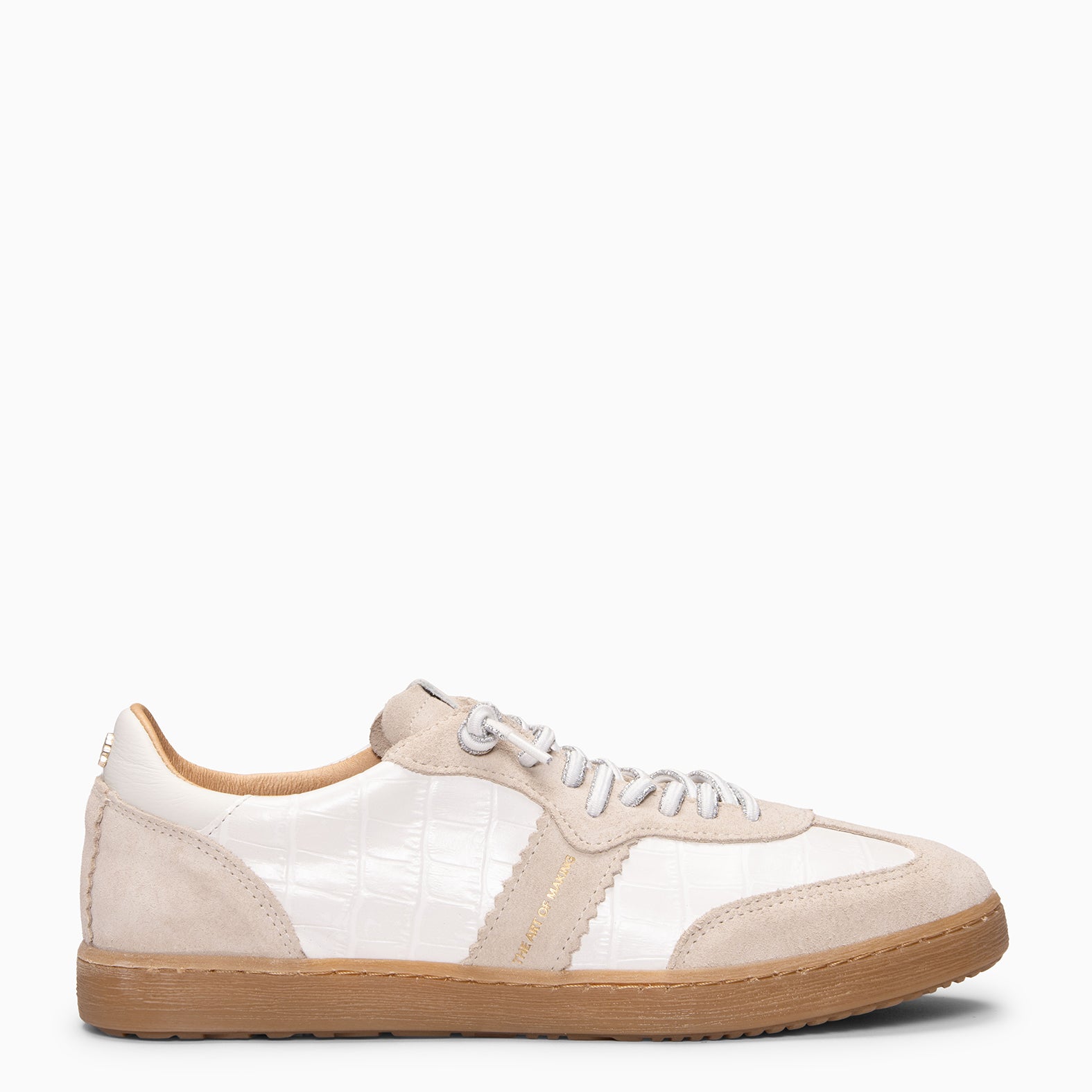 STÜDIO 01 - Baskets pour femme en cuir croco BLANC