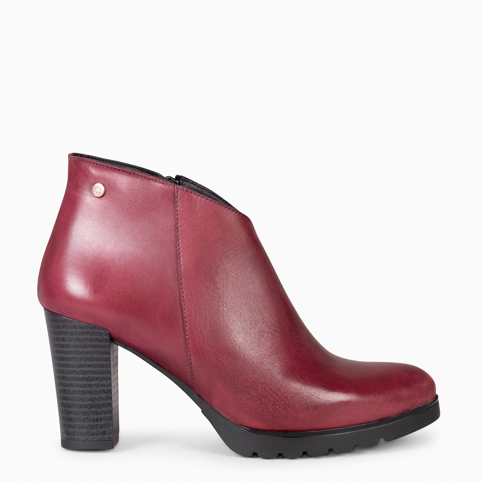 CLASSIC - Botines de tacón de piel BURDEOS