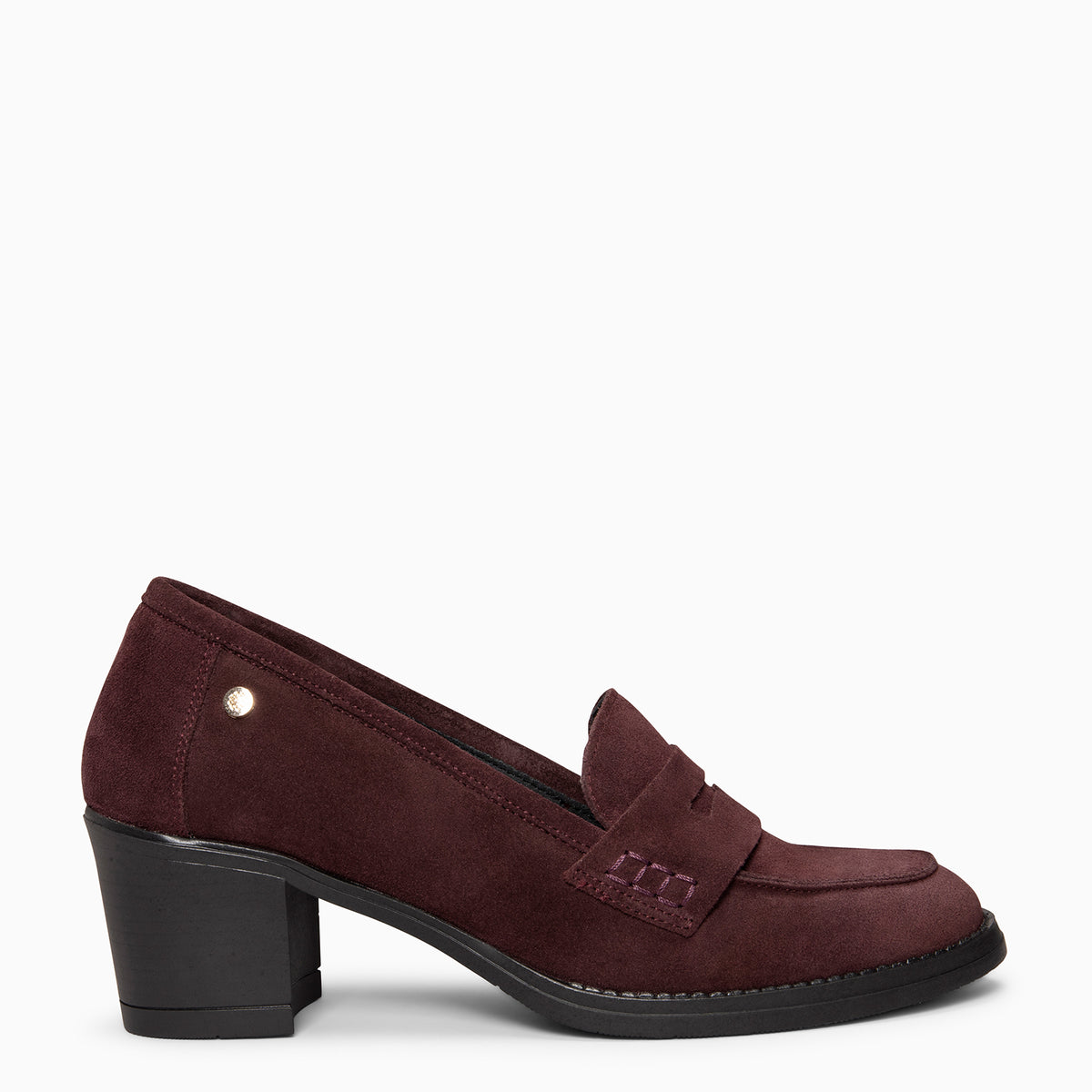 LATTÉ - BORDEAUX Mocassin van suède met hak