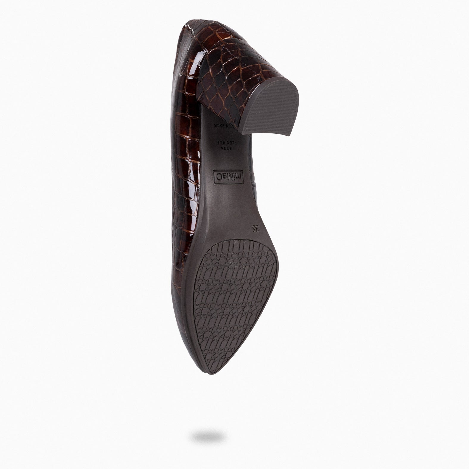 URBAN S COCO – Zapatos de tacón con textura de cocodrilo CAFÉ - miMaO ®