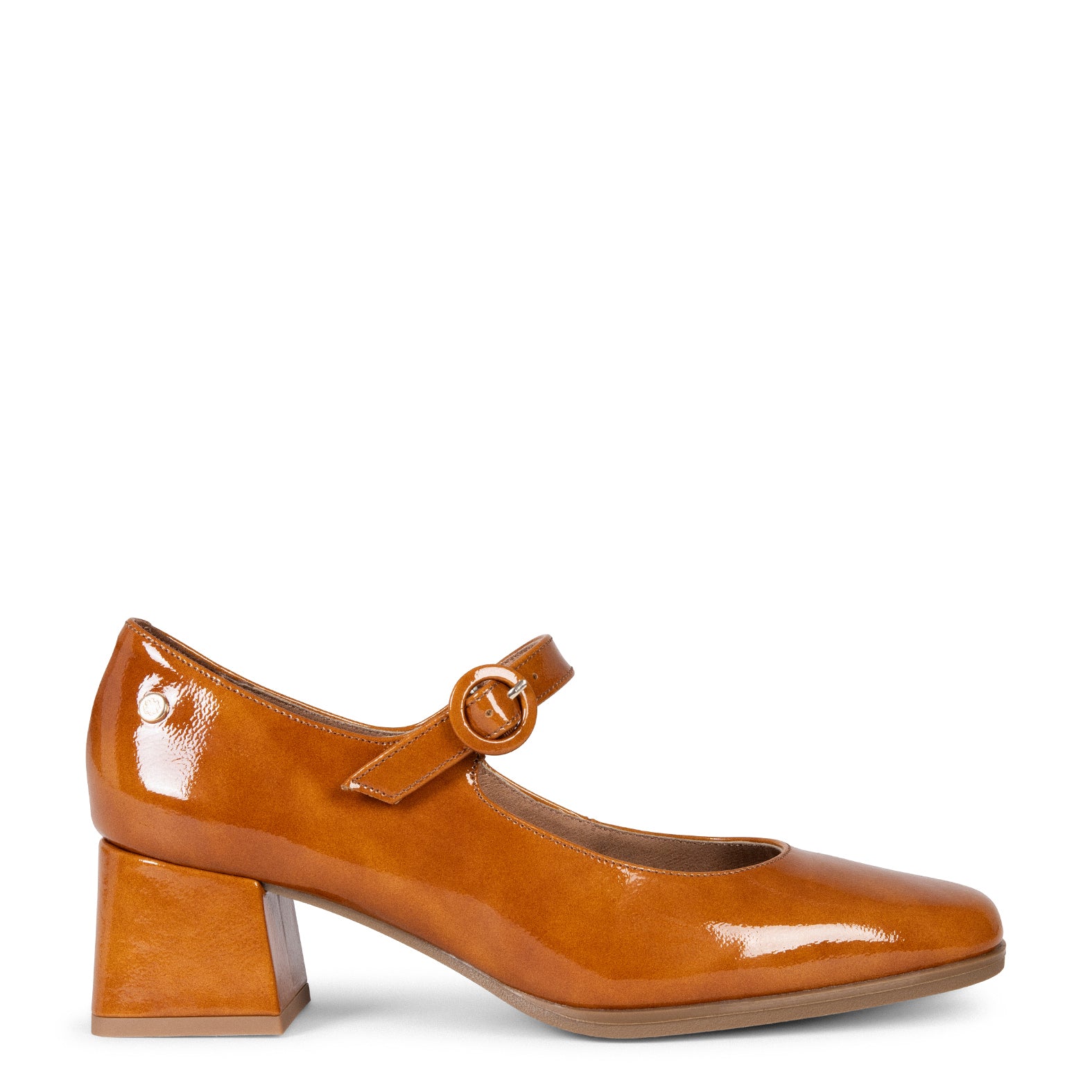 AGATA – CAMEL Mary-Janes with strap and square heel