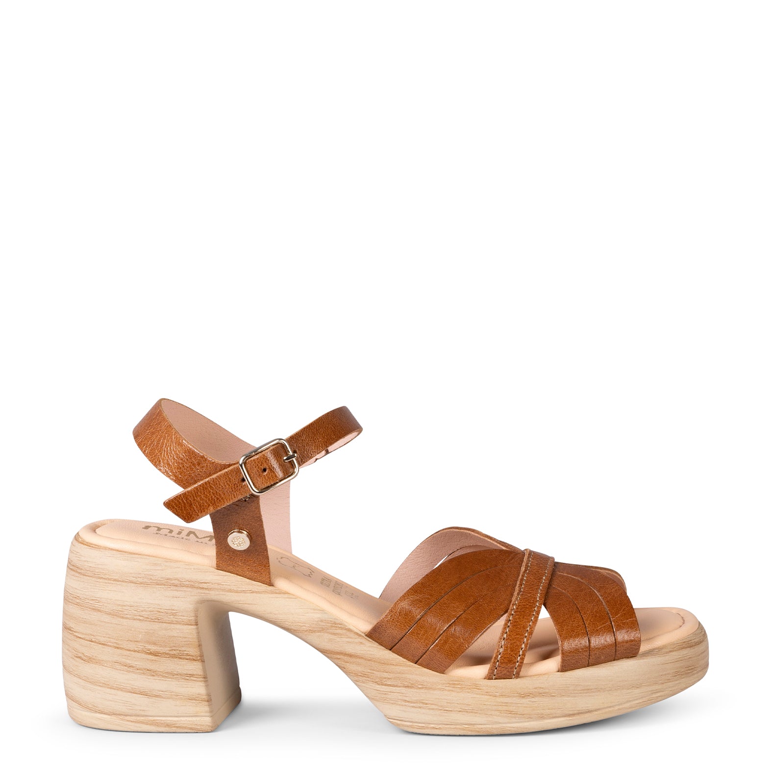 LANCY - CAMEL CASUAL SANDALS WITH BLOCK HEEL