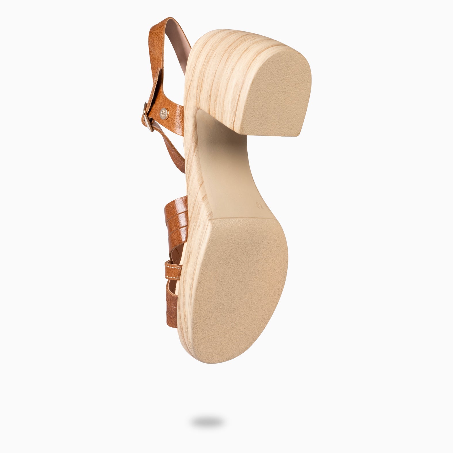 LANCY - CAMEL CASUAL SANDALS WITH BLOCK HEEL