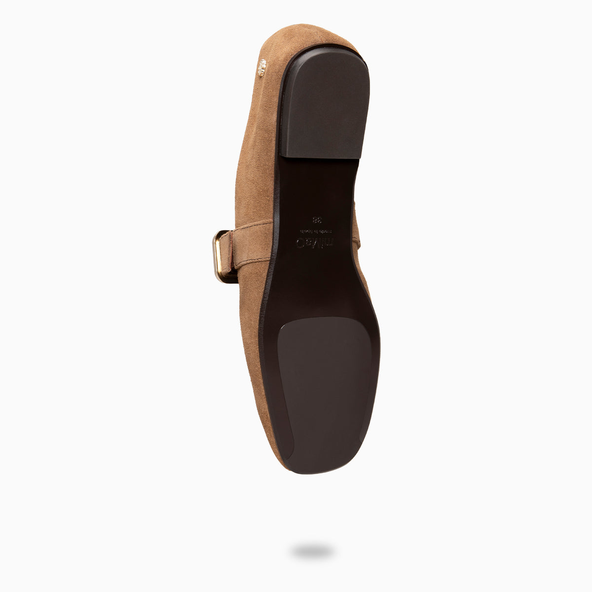FRANCISCA - Mercedita de piel con tira ajustable CAMEL