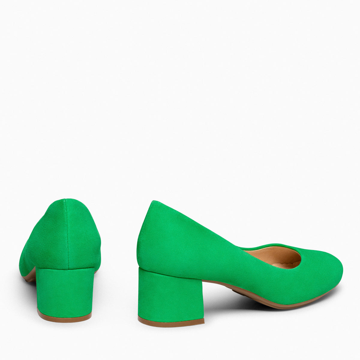 URBAN REDONDO – Zapatos de tacón bajo de ante VERDE