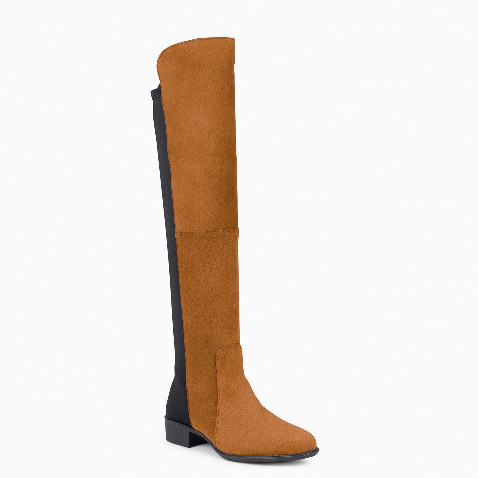 ELÁSTICA – Bota de caña alta de tacón bajo CAMEL - miMaO ®