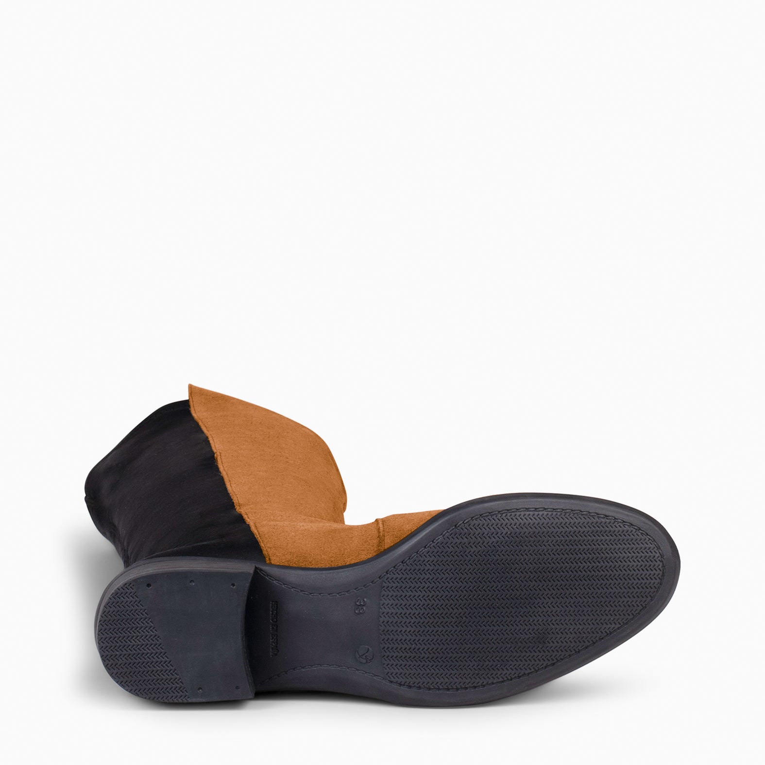 ELÁSTICA – Bota de caña alta de tacón bajo CAMEL - miMaO ®