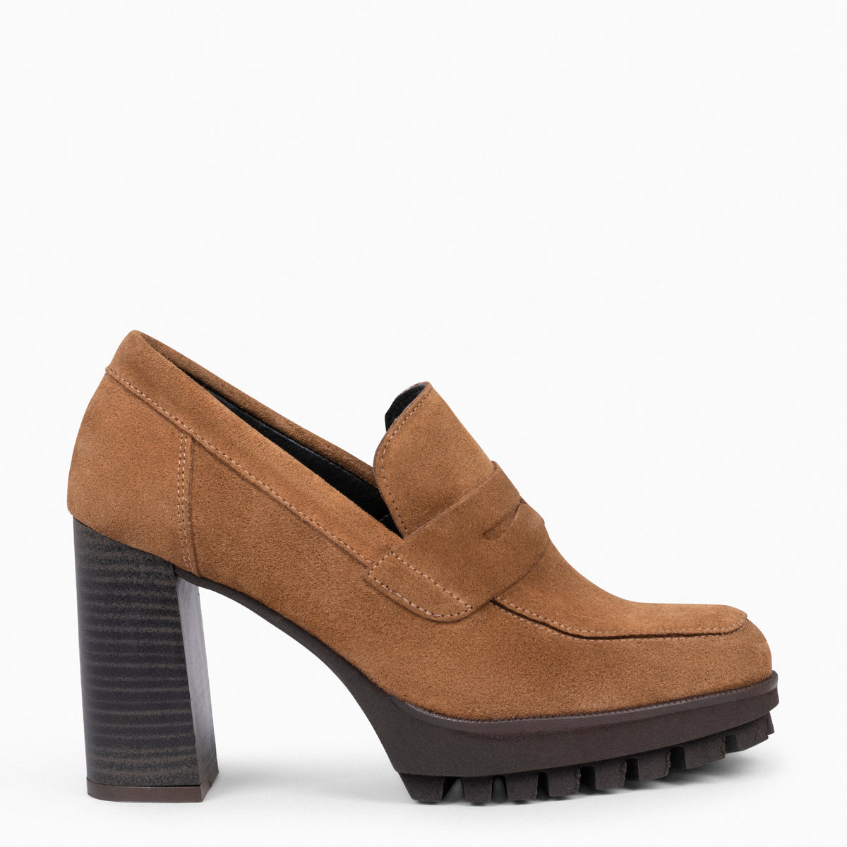TREND – Mocasín con tacón y plataforma CAMEL