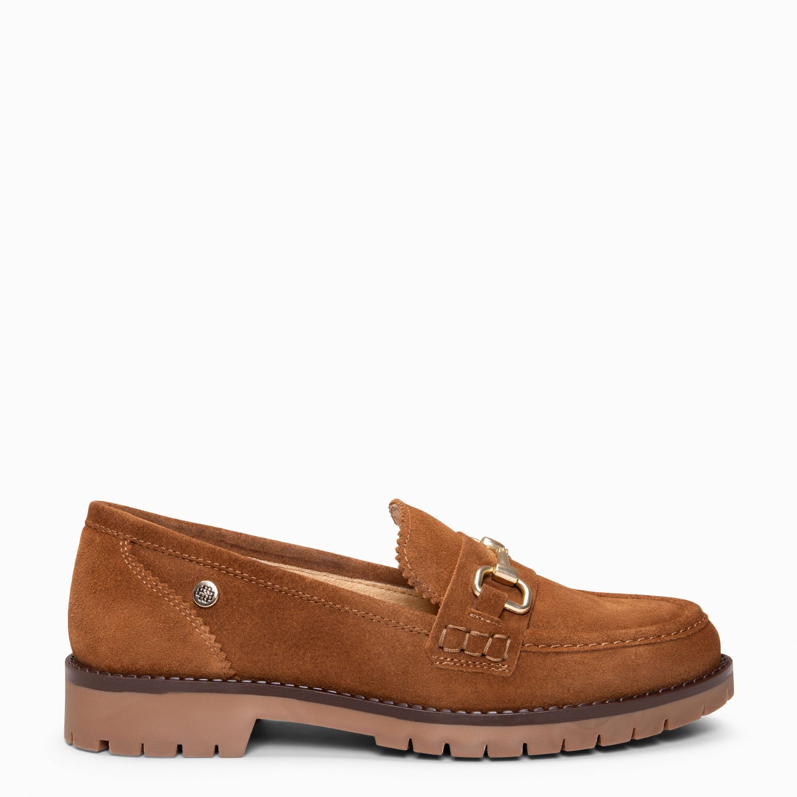 TREVILLA - Mocasín con aplique metálico CAMEL - miMaO ®
