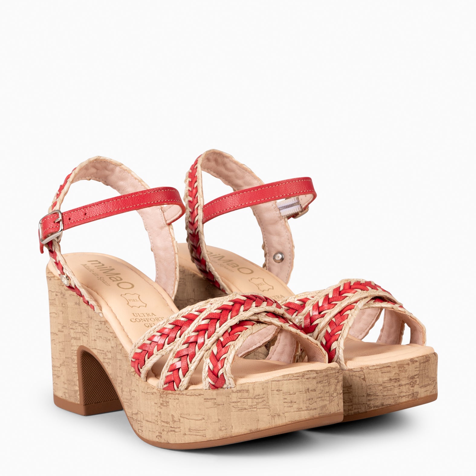 FLORA - SANDALIAS CASUALES DE TACÓN ALTO ROJO - miMaO ®
