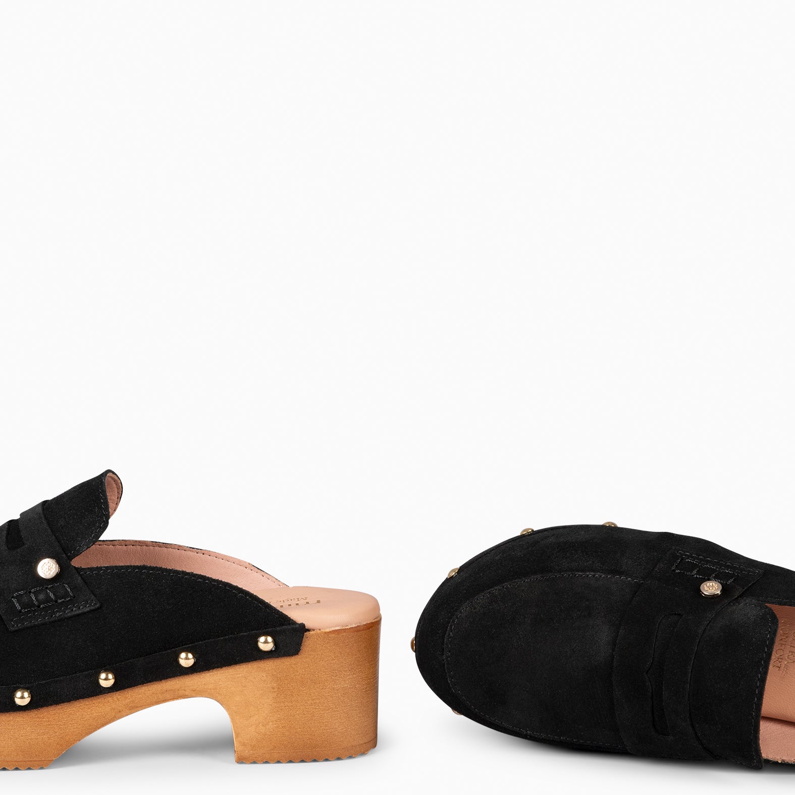 GASSIN - Zuecos con tacón Bajo y Plataforma NEGRO - miMaO ®