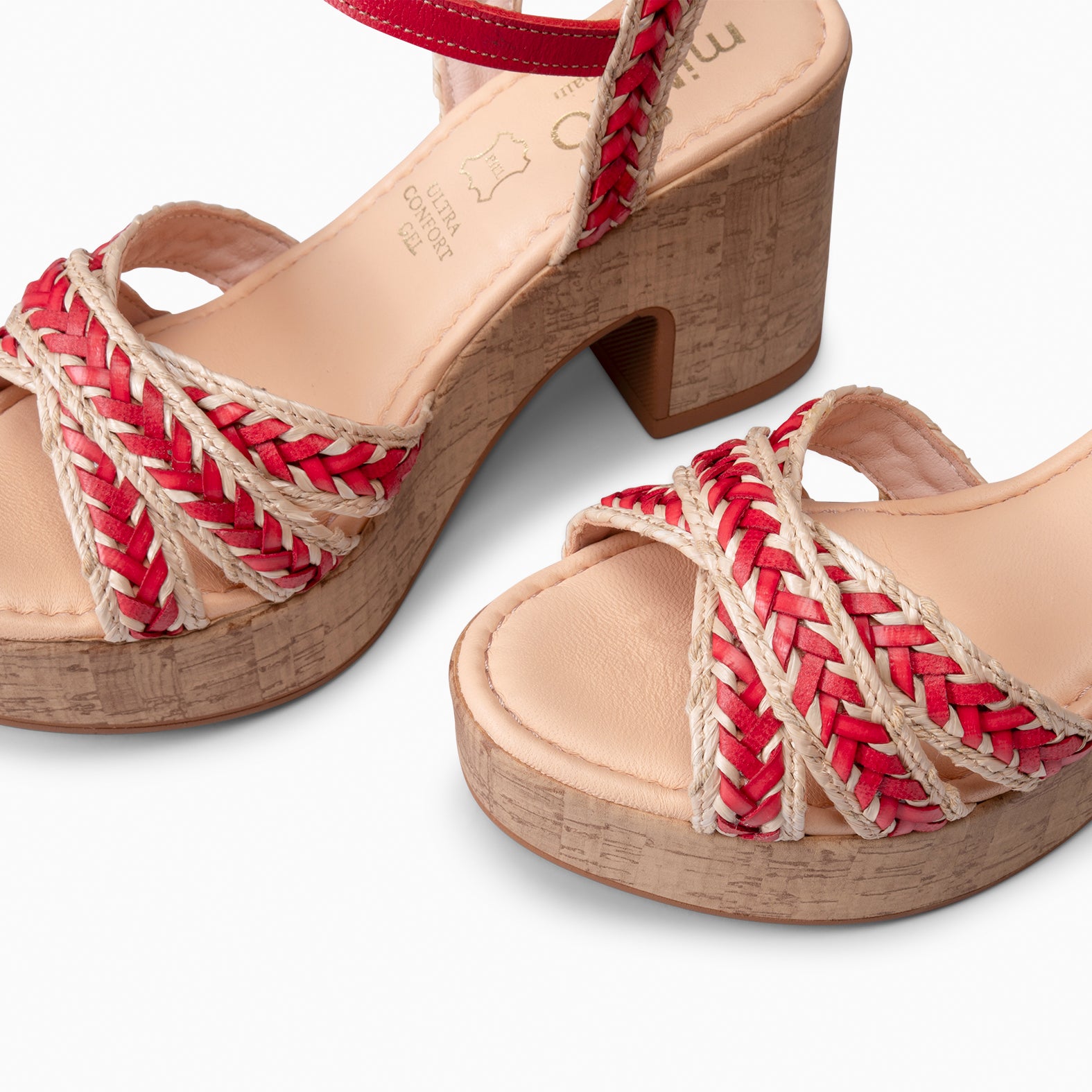 FLORA - SANDALIAS CASUALES DE TACÓN ALTO ROJO - miMaO ®