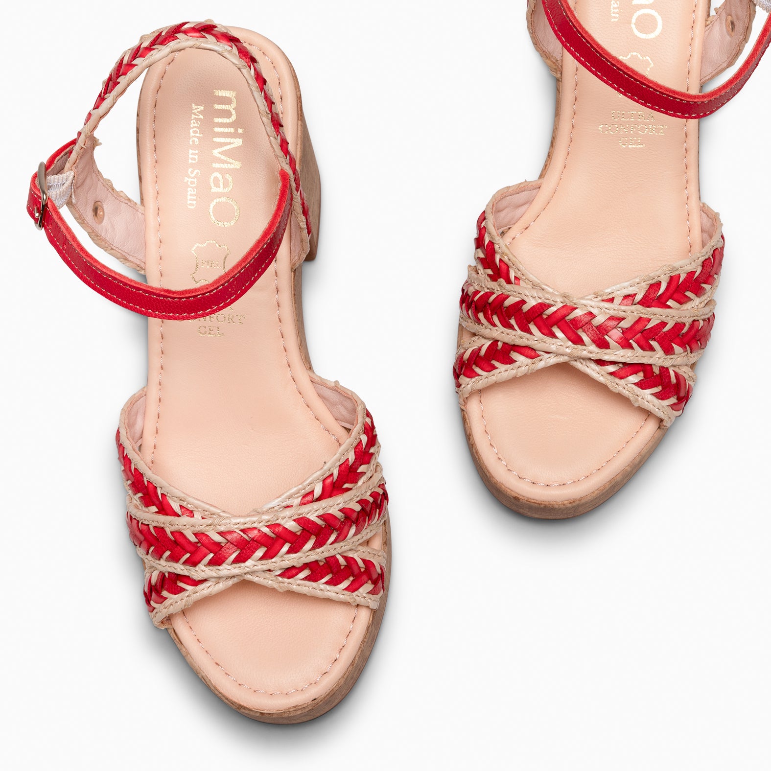 FLORA - SANDALIAS CASUALES DE TACÓN ALTO ROJO - miMaO ®