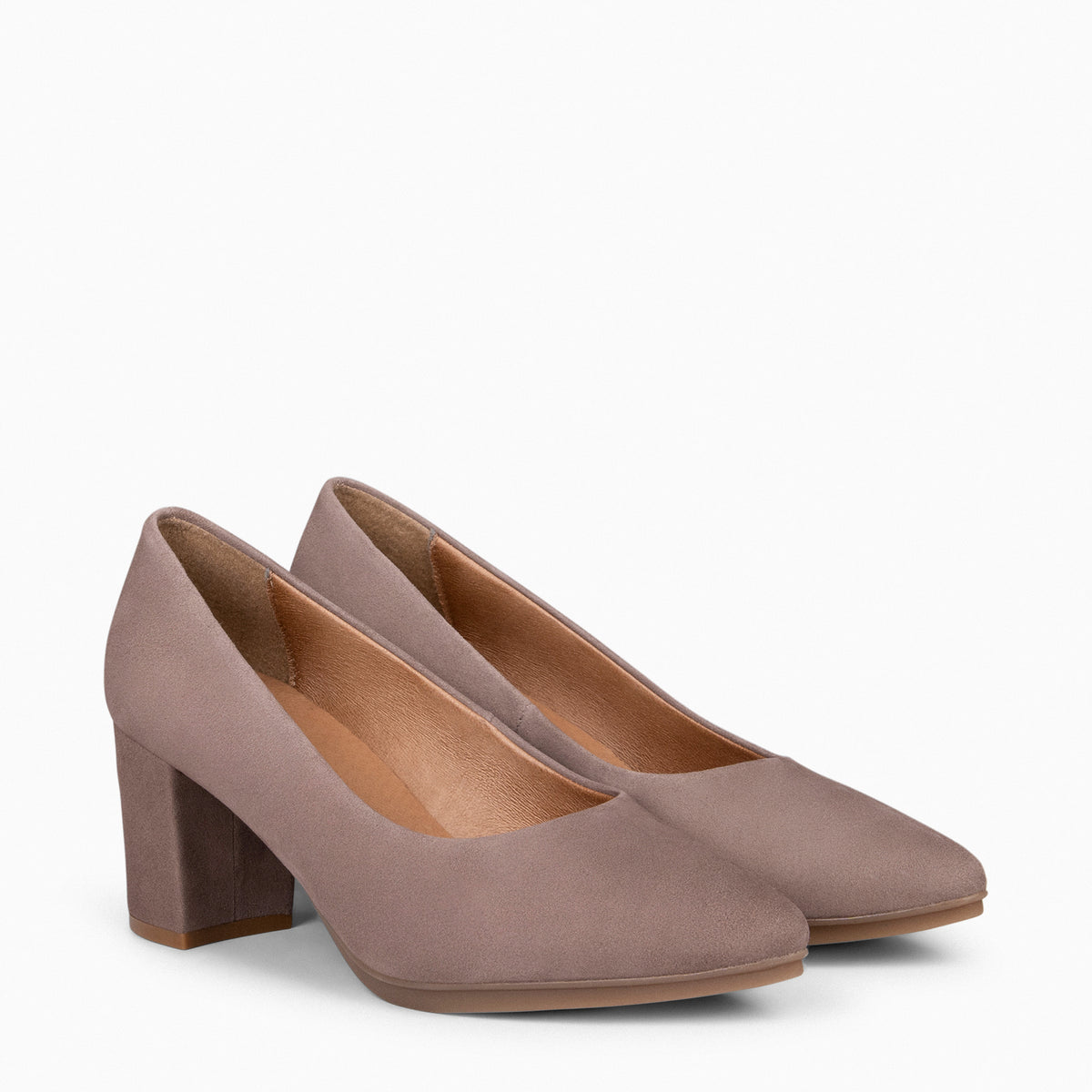 URBAN S – Zapatos de tacón medio de ante TAUPE