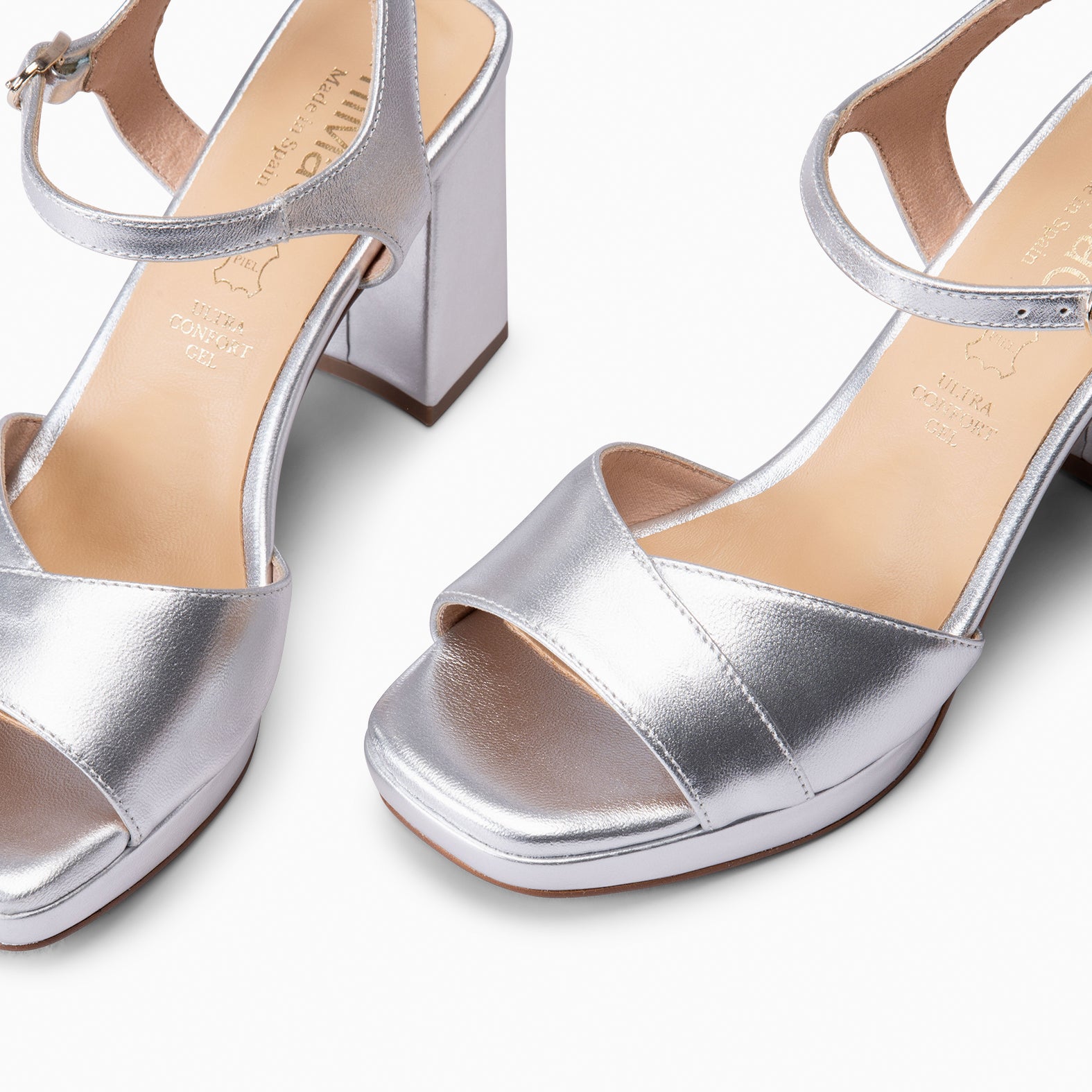 MICHELLE - ZAPATOS DE MUJER DE TACÓN ANCHO PLATA - miMaO ®