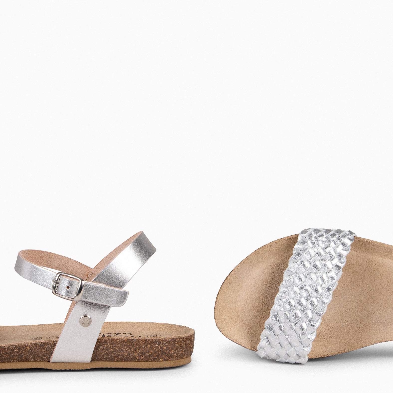 AIRE - Sandalias Planas BIO de tira Trenzada PLATA