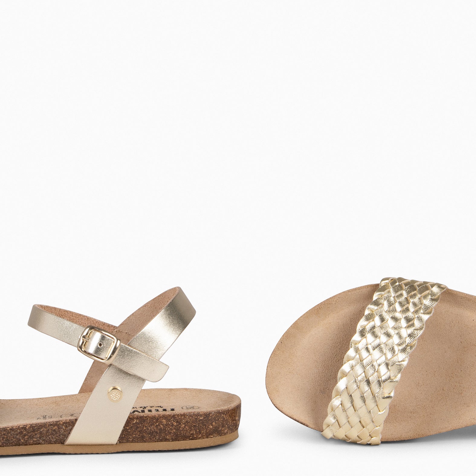 AIRE - GOLDEN FLAT BIO SANDALS WITH BRAIDED STRAP