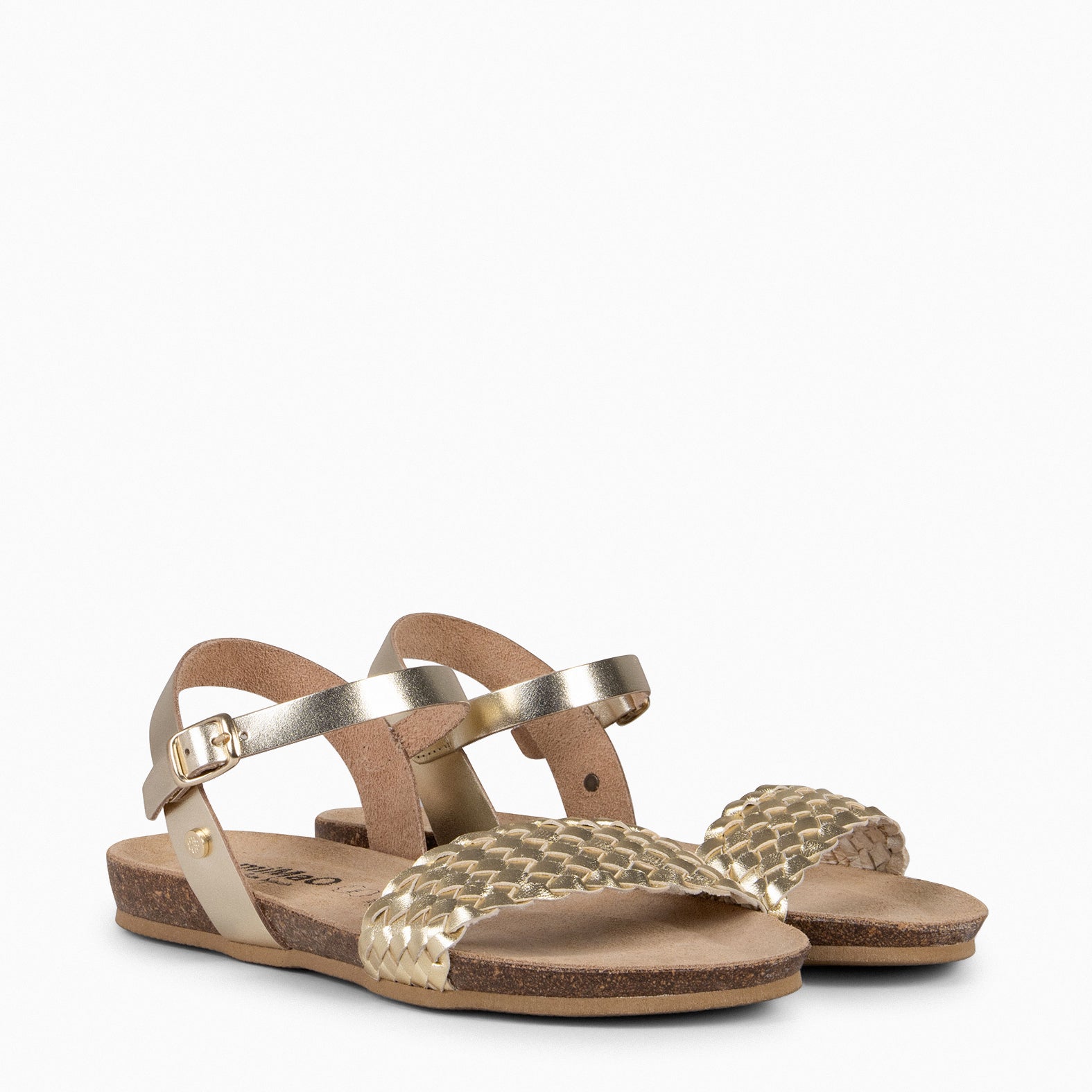 AIRE - Sandalias Planas BIO de tira Trenzada ORO