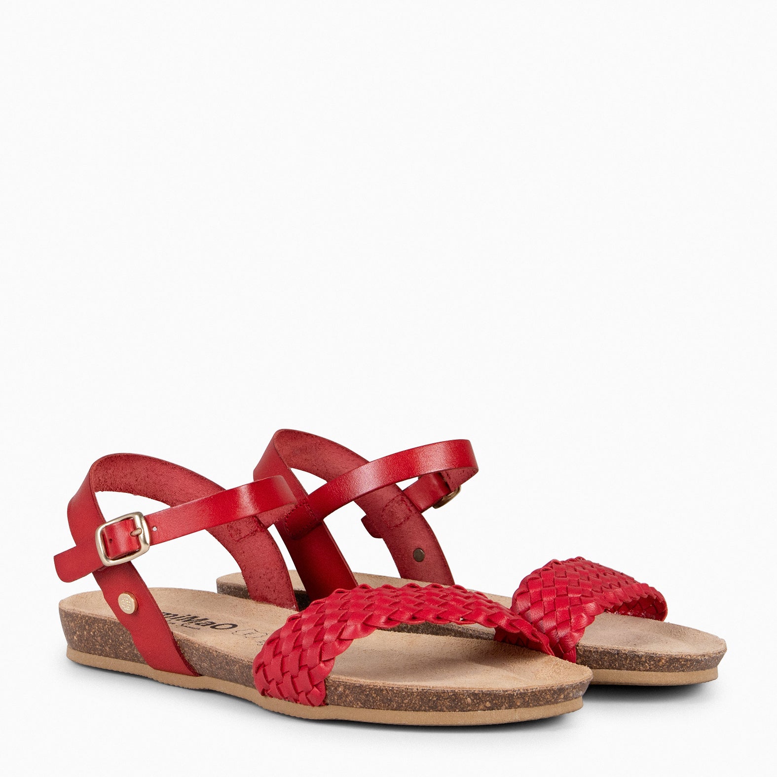 AIRE - Sandalias Planas BIO de tira Trenzada ROJO