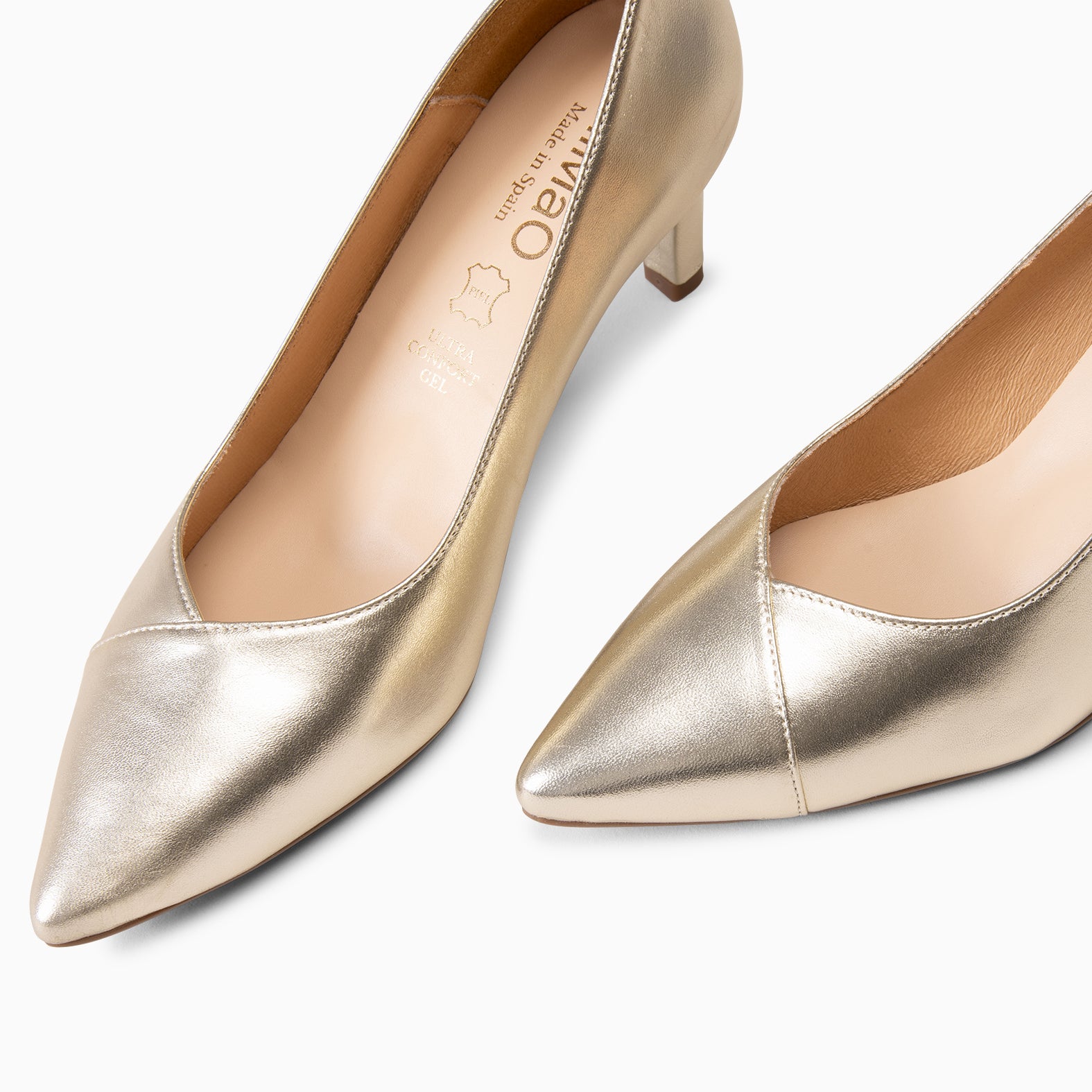 GLAM S - Zapatos de salón de tacón bajo PLATINO - miMaO ®