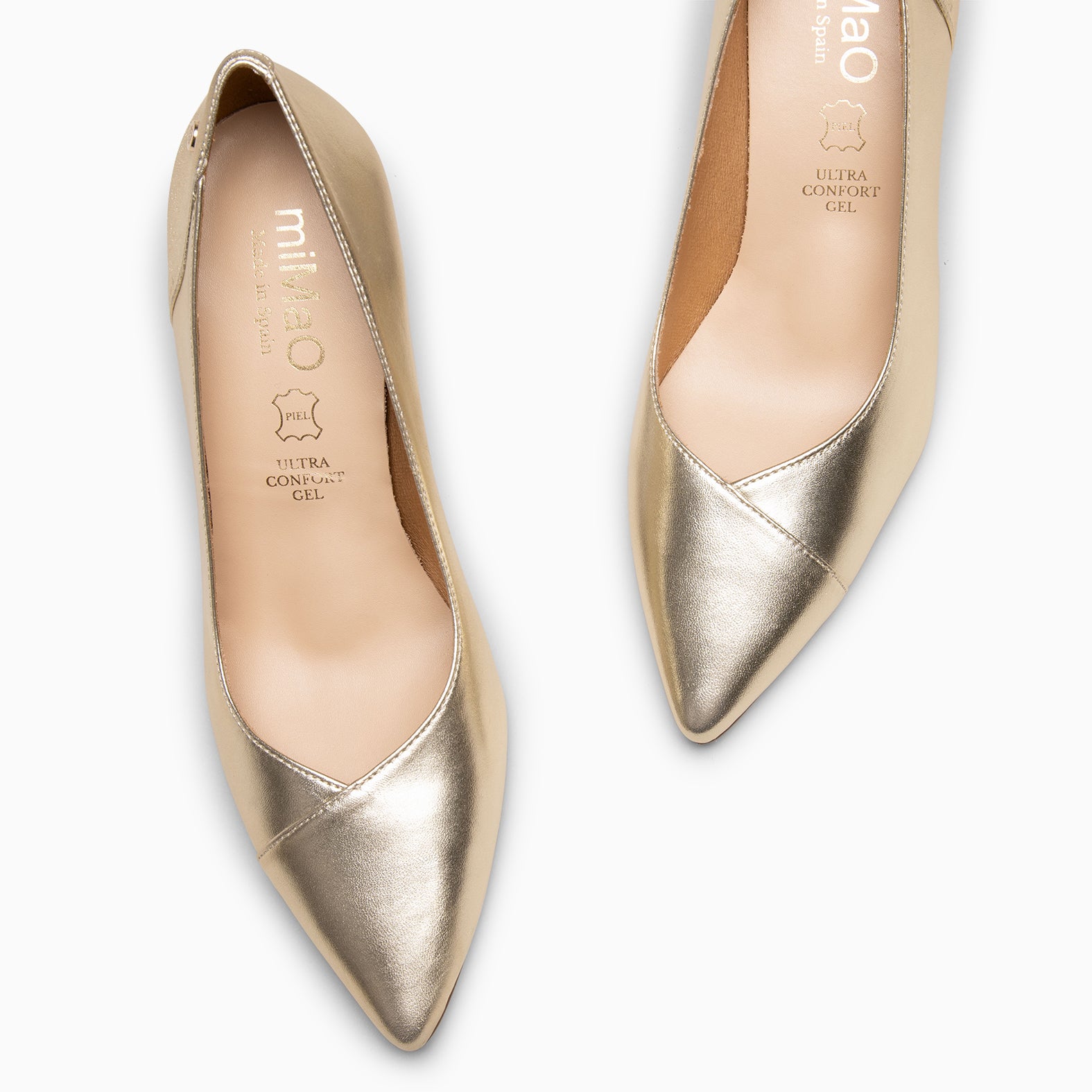 GLAM S - Zapatos de salón de tacón bajo PLATINO - miMaO ®
