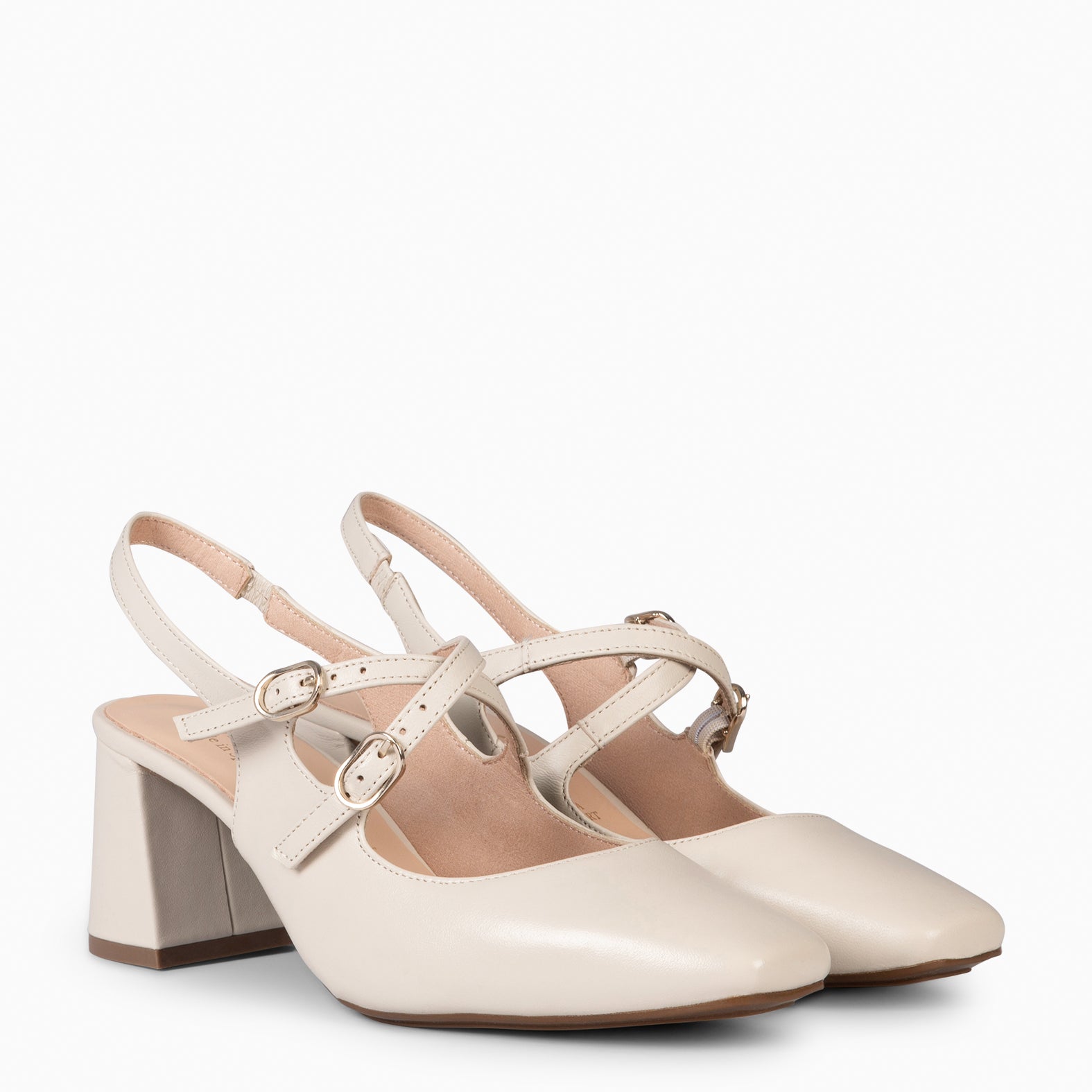 NAMIBIA - ZAPATOS DE MUJER DESTALONADOS DE TACÓN ANCHO HUESO - miMaO ®