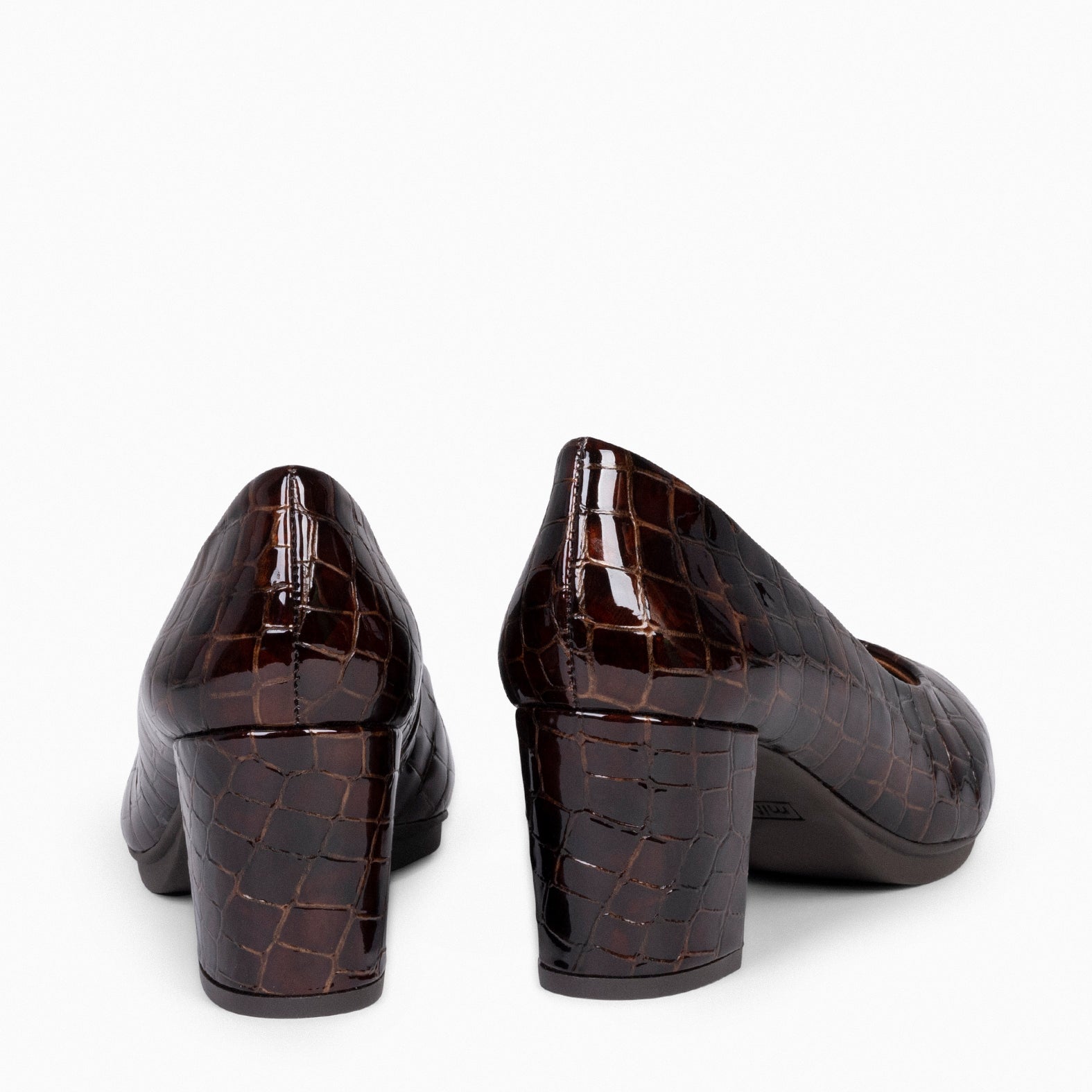 URBAN S COCO – Zapatos de tacón con textura de cocodrilo CAFÉ - miMaO ®