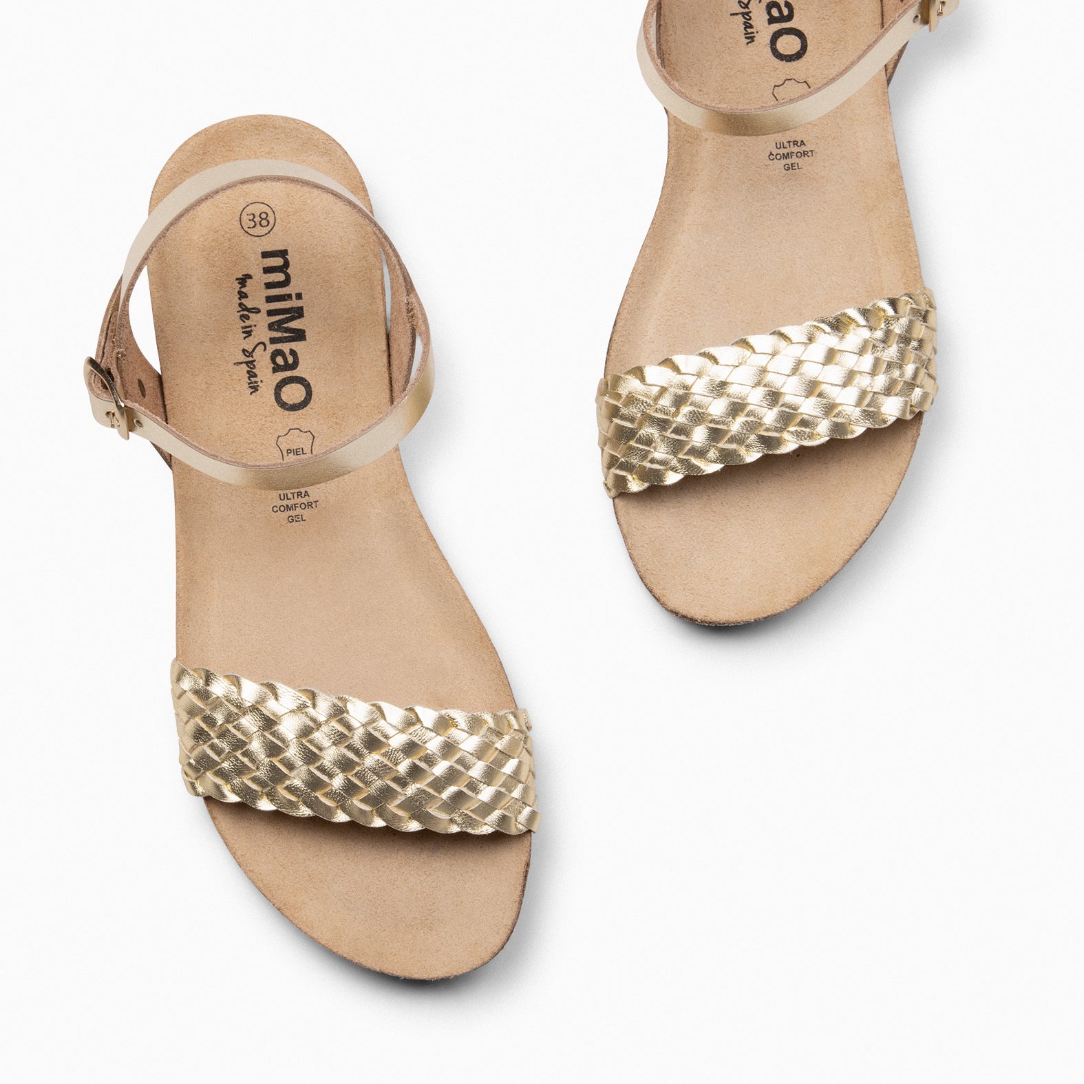 AIRE - GOLDEN FLAT BIO SANDALS WITH BRAIDED STRAP