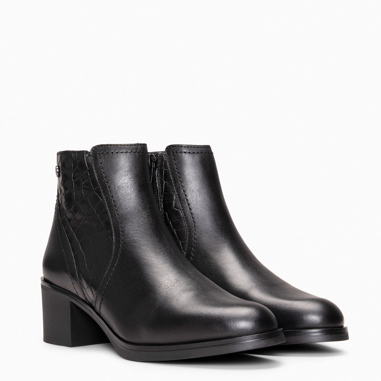 BRANSON - Botines bajos de piel NEGRO
