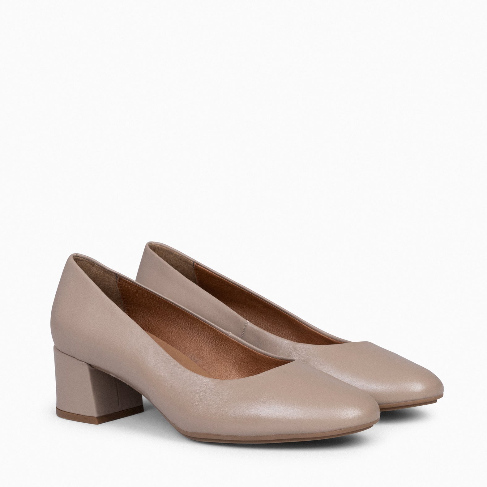 URBAN ROUND SALON - GREY nappa low heels