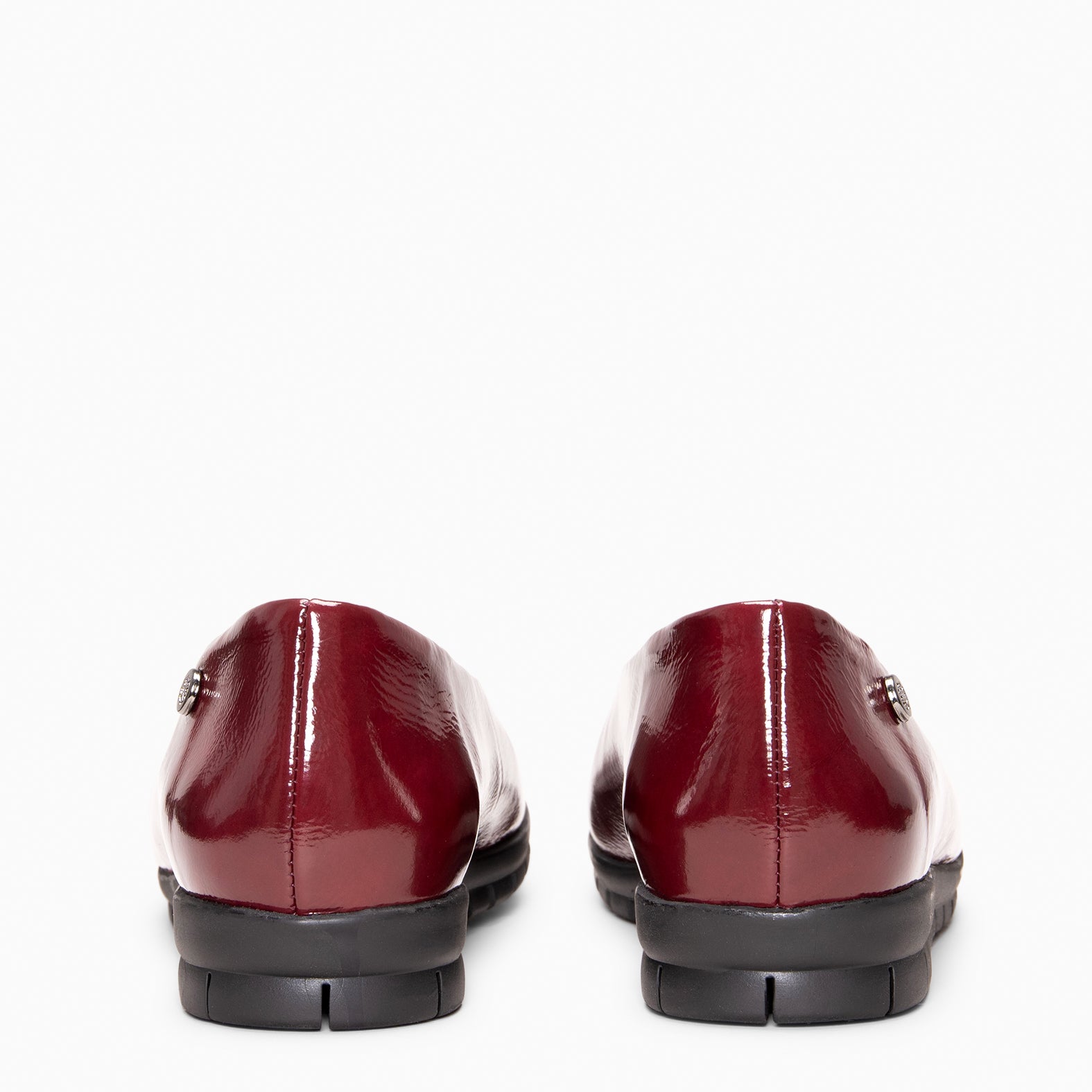 MALENA - BURGUNDY Patent leather wedge ballerinas