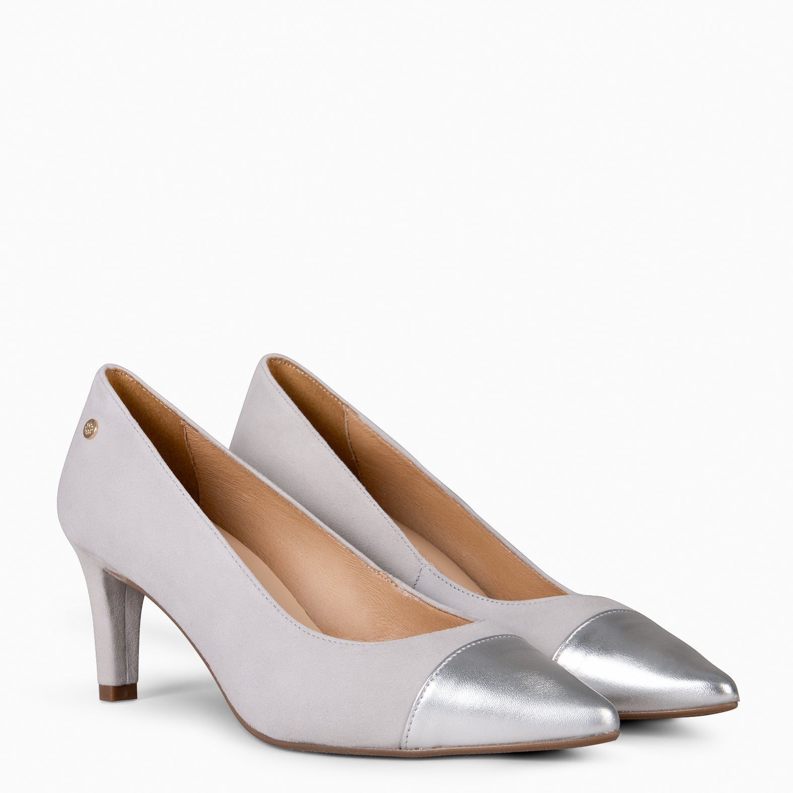 LILLY S - Escarpins bicolores à talon moyen GRIS ARGENT