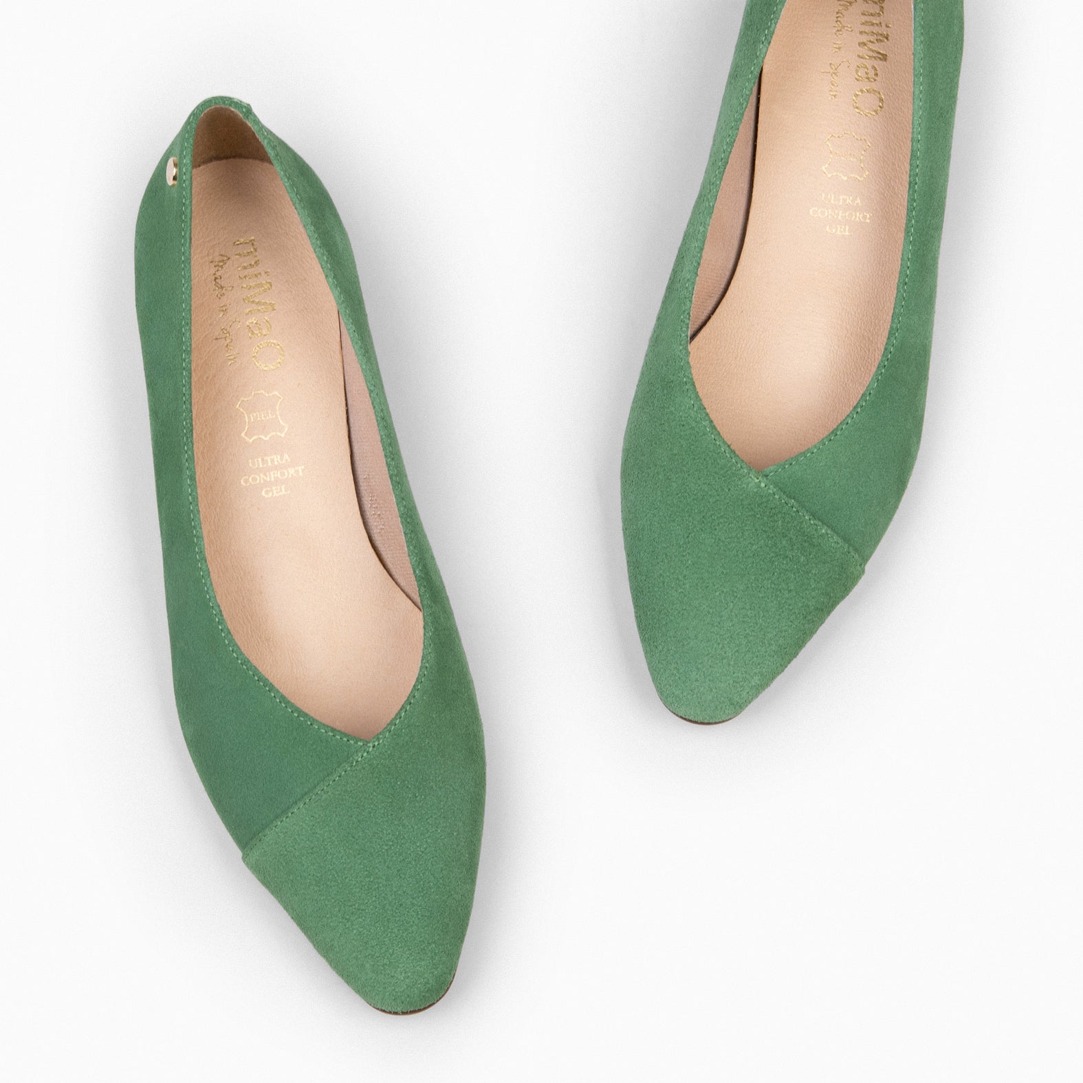MARIE - Zapatos de tacón Bajo de punta fina VERDE - miMaO ®