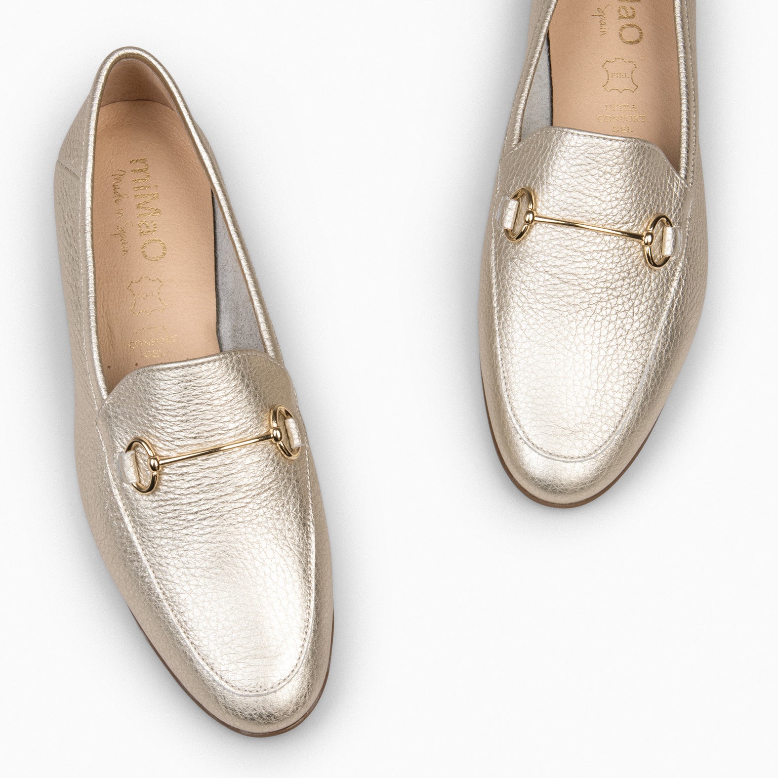 STYLE – Mocasines planos con adorno metalizado PLATINO - miMaO ®