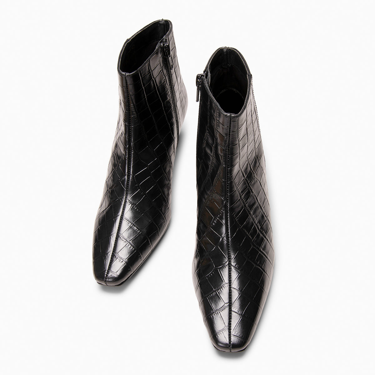 DUNDY - Botines de tacón fino en piel NEGRO