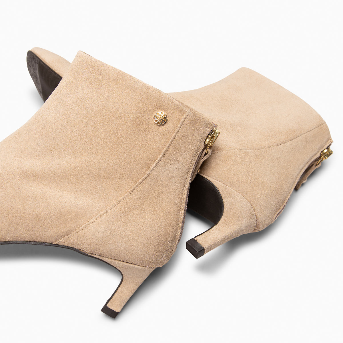 LUISA - Botines de tacón kitten con cremallera BEIGE