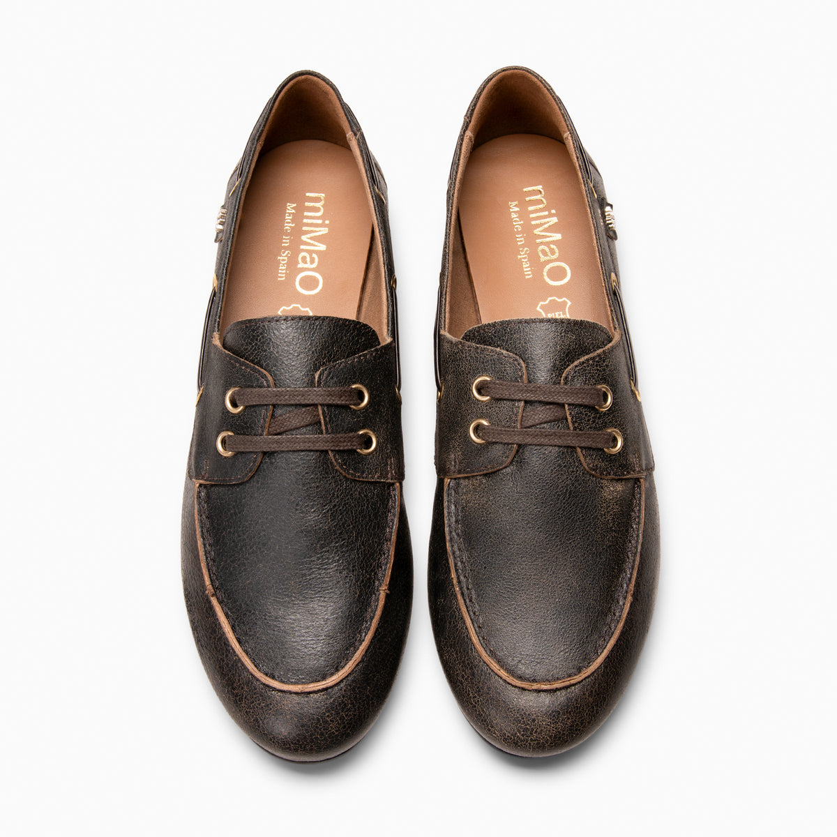 COLLINS - Náuticos de piel craquelada MARRON