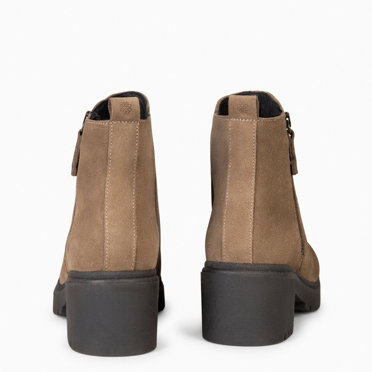 POP - TAUPE Waterafstotende leren enkellaarsjes