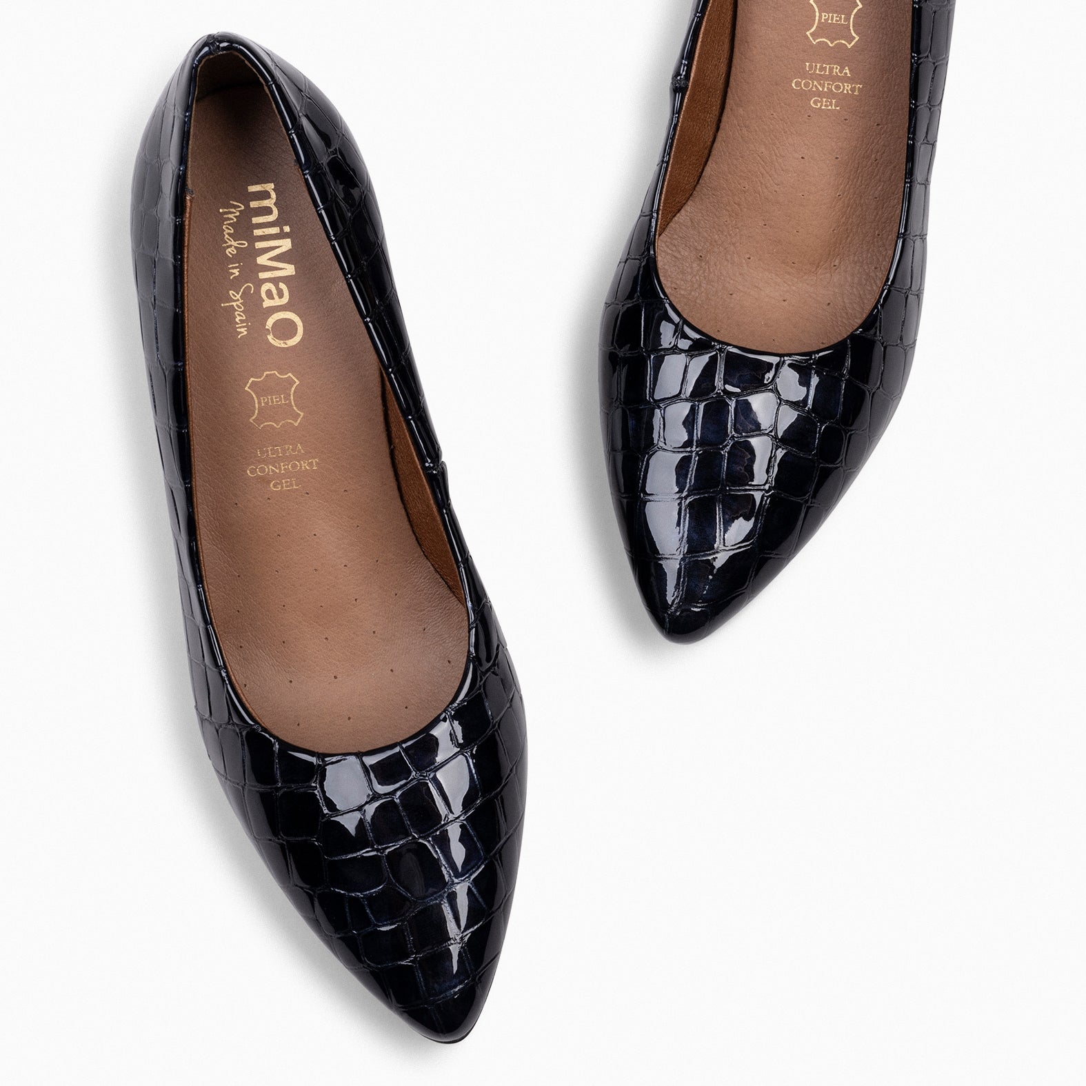 URBAN S COCO – Zapatos de tacón con textura de cocodrilo NEGRO - miMaO ®