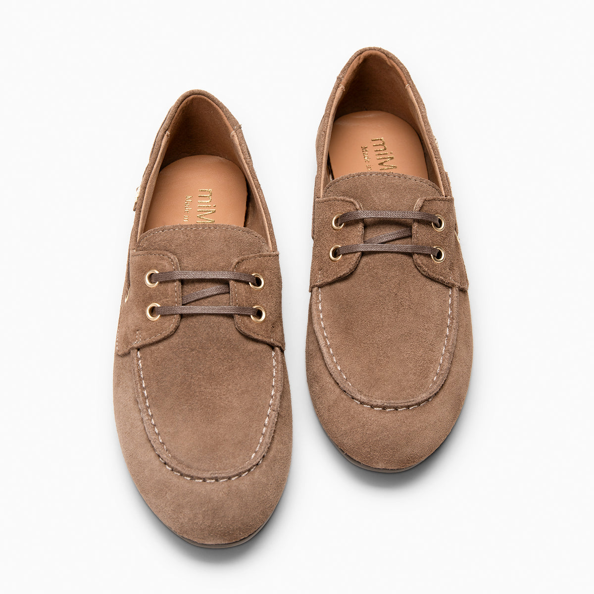 COLLINS - Náuticos de piel de serraje hidrófugo TAUPE