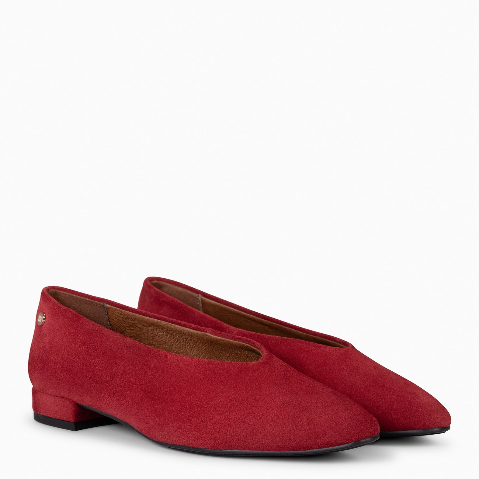 URBAN LACY - Bailarina con tacón bajo en piel de serraje ROJO - miMaO ®