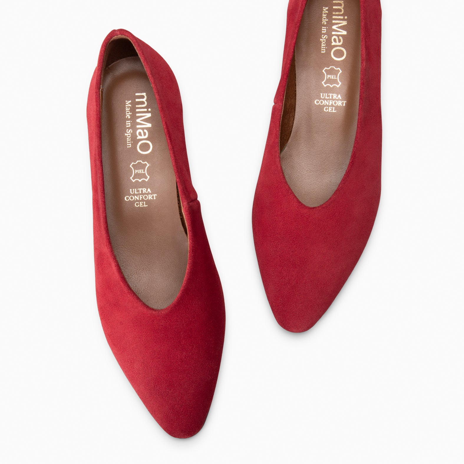 URBAN LACY - Bailarina con tacón bajo en piel de serraje ROJO - miMaO ®