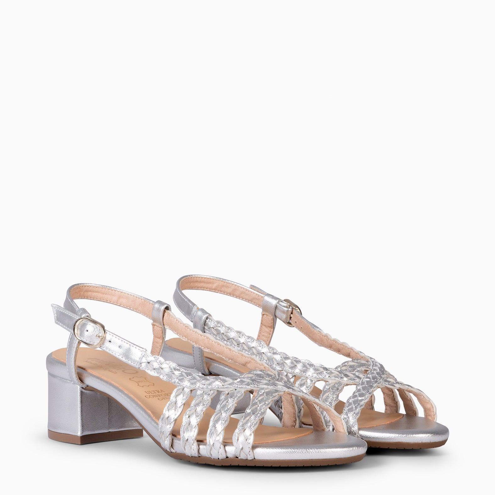 LINA - Sandalias de tacón ancho PLATA - miMaO ®