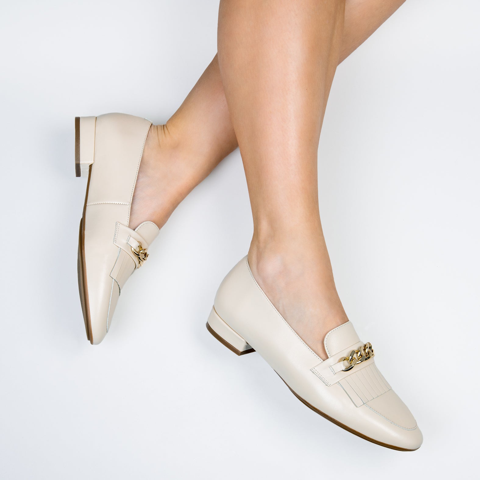 CHAIN - Mocasines elegantes de mujer BEIGE