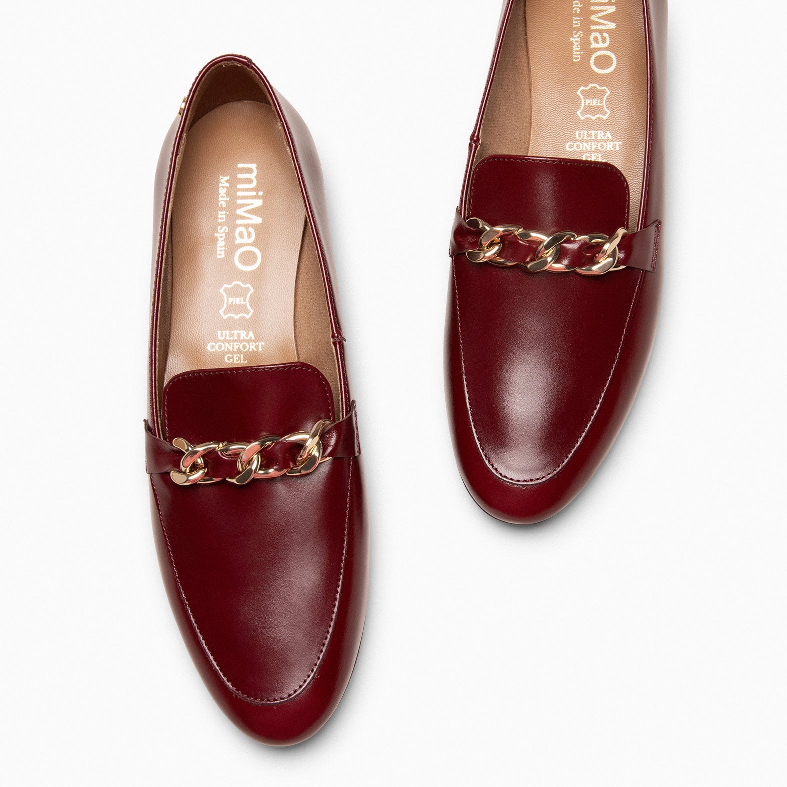 CHAIN - Mocasines planos con adorno metalizado BURDEOS - miMaO ®